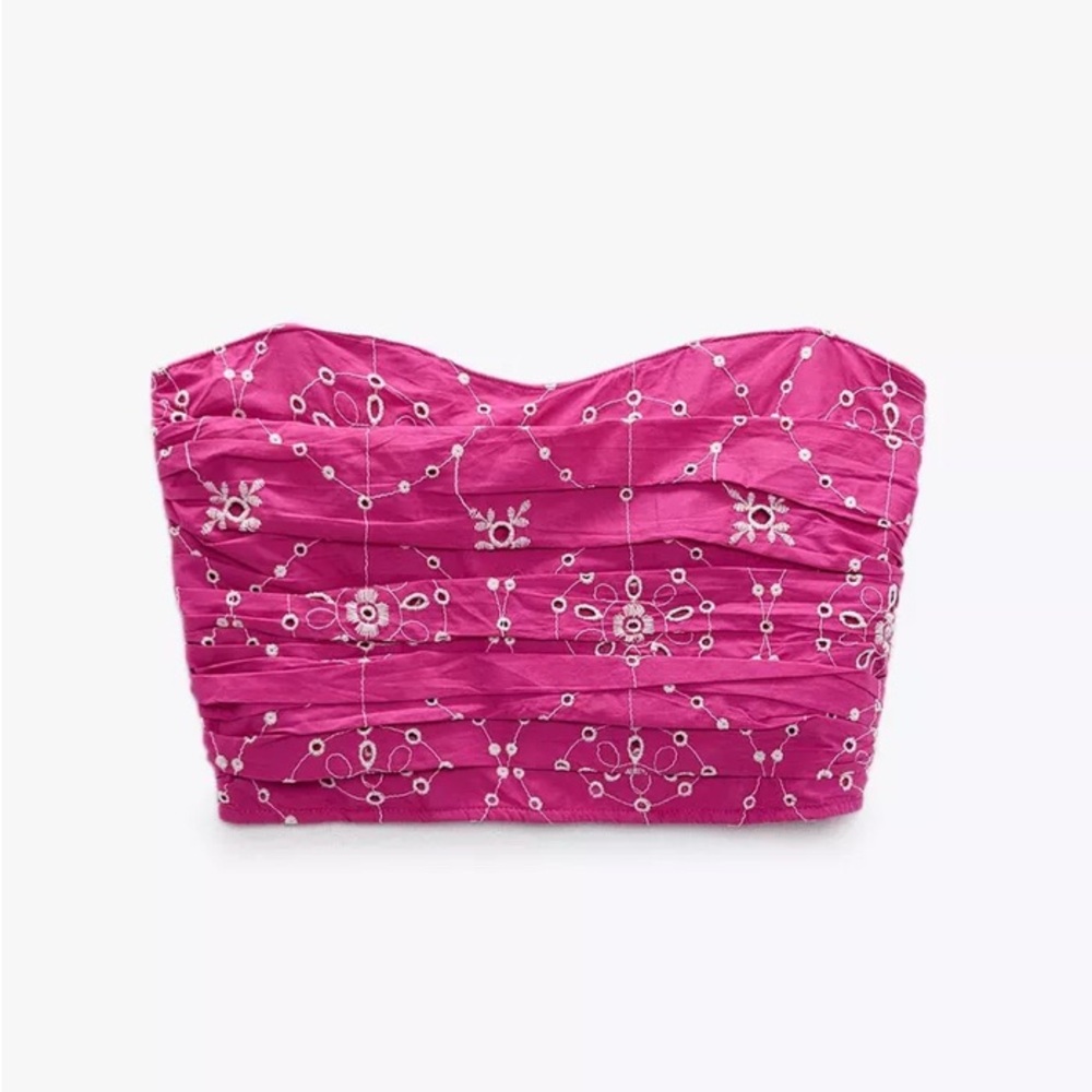 Zara pink embroidered tube top